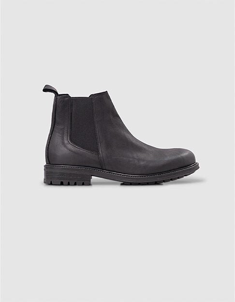 Botas chelsea cuero nobuck negro con muescas Homme