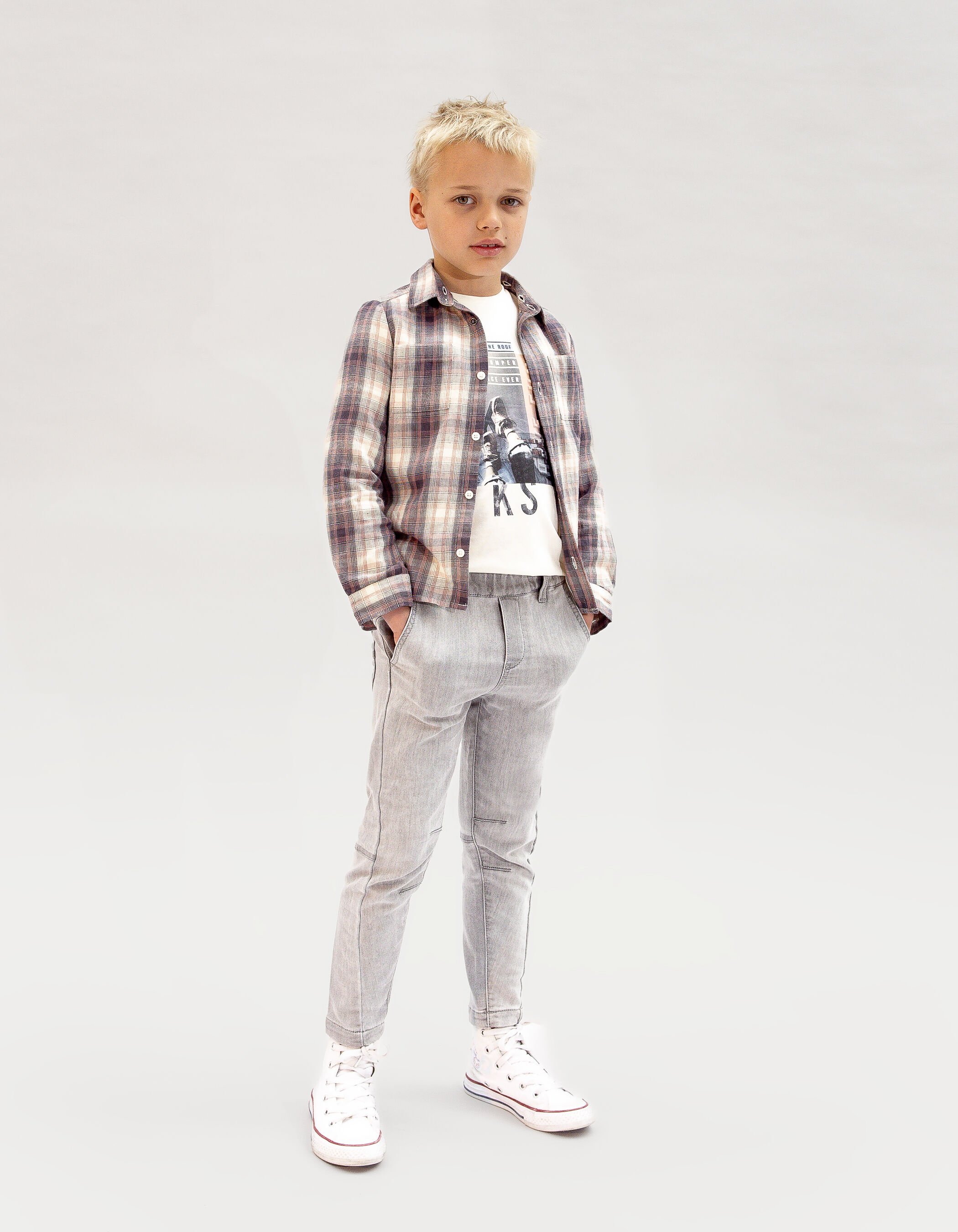 Boy's grey cut-off knee JOGGER jeans