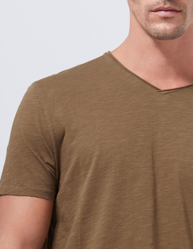 Mokkabraunes Herren-T-Shirt L‘Essentiel mit V-Ausschnitt-3