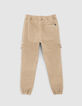 Boys’ beige COMBAT trousers with elasticated waist-3