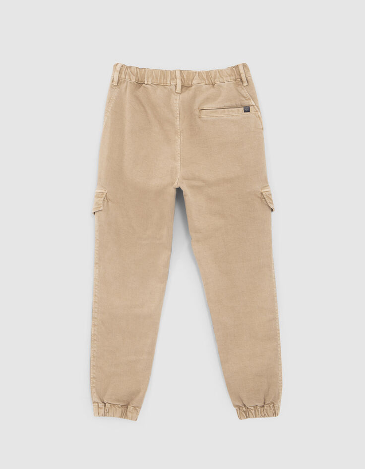 Pantalones battle beige con cintura elástica niño-3