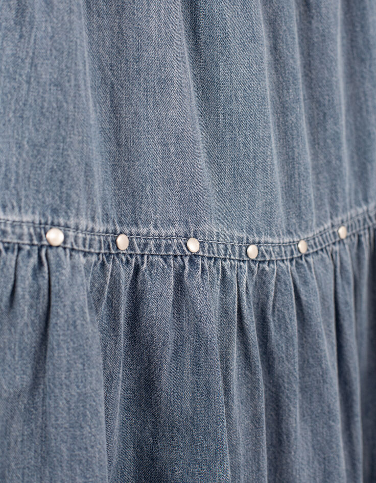 Jupe longue en jean light blue fille-6