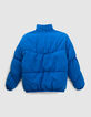 Omkeerbare pufferjas blauw en ecru Sherpa meisjes-3