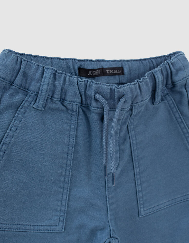 Jean jogger bleu foncé maille knitlook garçon -3