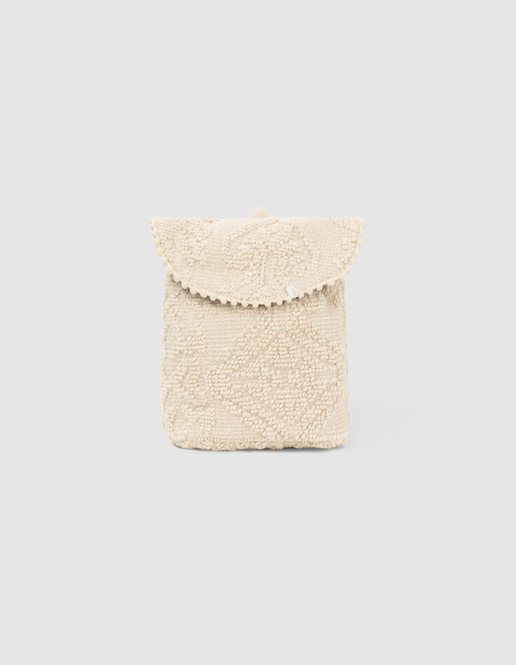 Baby girls’ off-white decorative knit bag-1