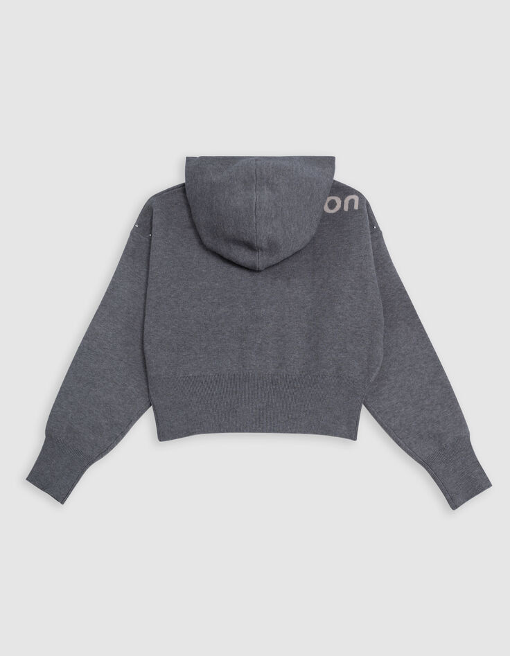 Sudadera de punto gris con mensaje Intarsia de niña-6