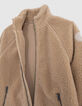 Boy's beige recycled sherpa cardigan with zipped pockets-6