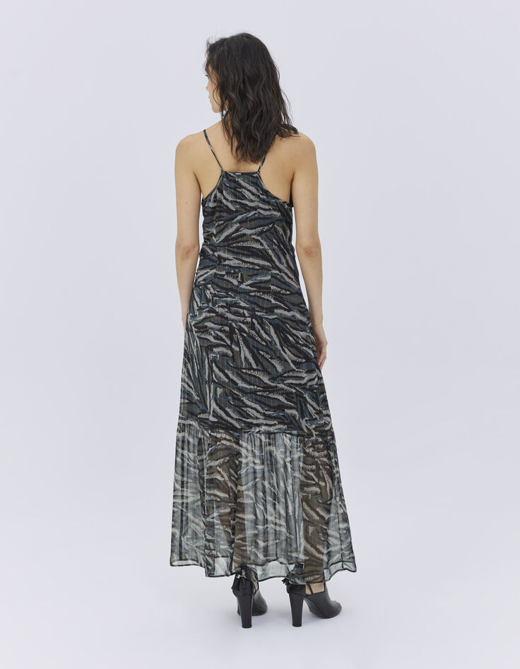 Women’s khaki camouflage jungle print long dress-3