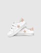 Girls’ white trainers with a pink star and Velcro-4