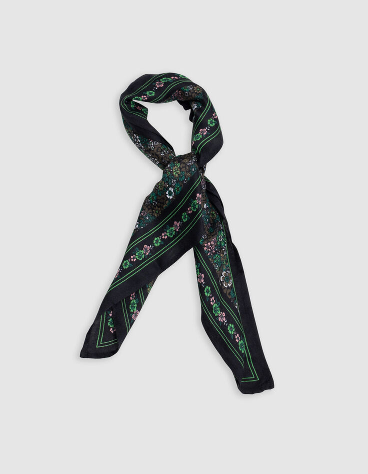 Recycled khaki square scarf leo-floral print girl-5