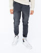 Schwarze verwaschene JOGGER-Jungenjeans-2