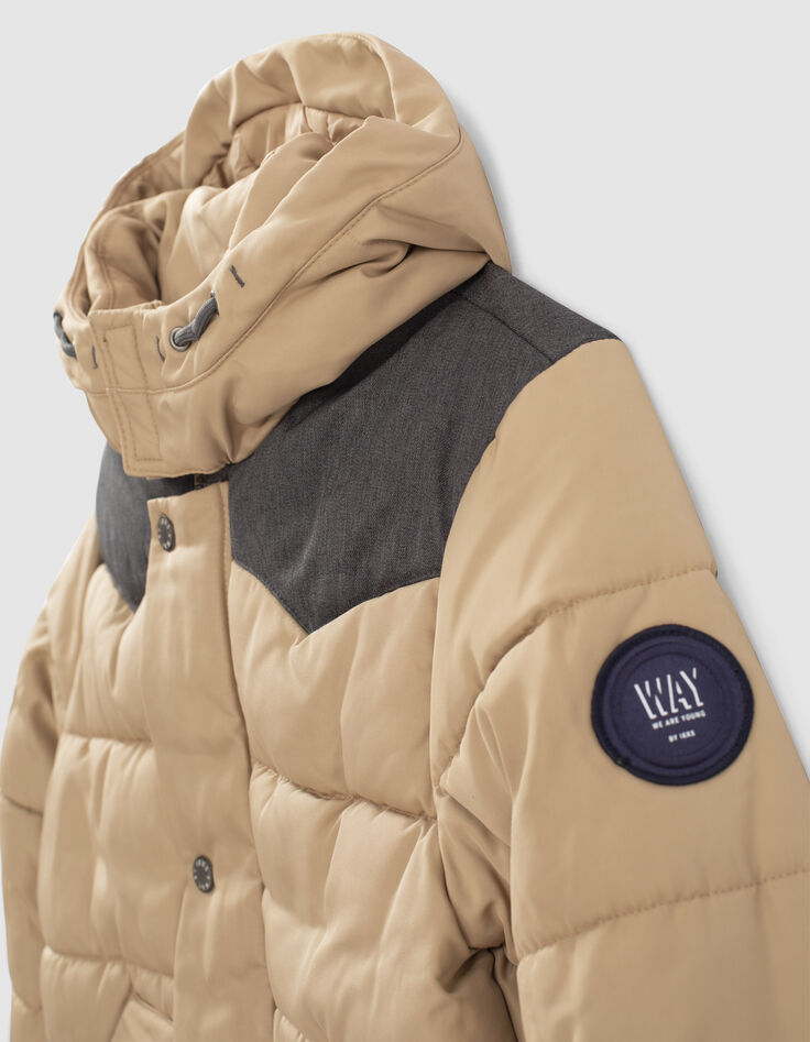 Boys' caramel and grey padded jacket-2