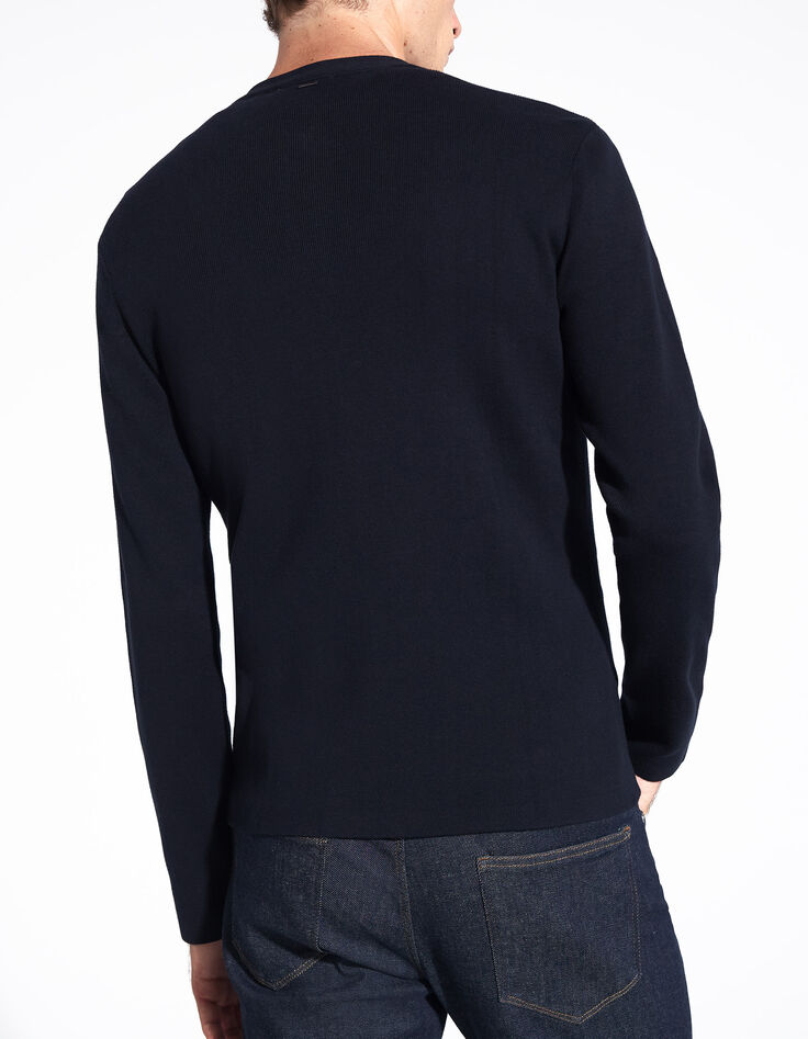 Men’s navy knit cardigan with zip pockets-3