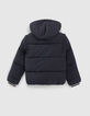 Boys' navy fur-lined hooded padded jacket-3