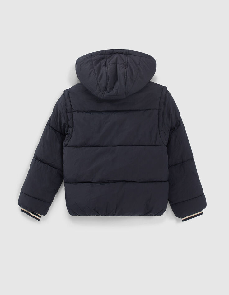 Boys' navy fur-lined hooded padded jacket-3