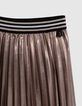 Girl's asymmetrical pleated gold midi skirt-7