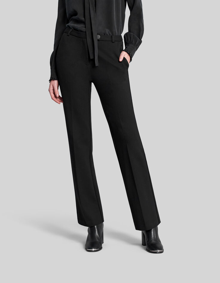 Pantalon de costume droit noir maille Femme-2