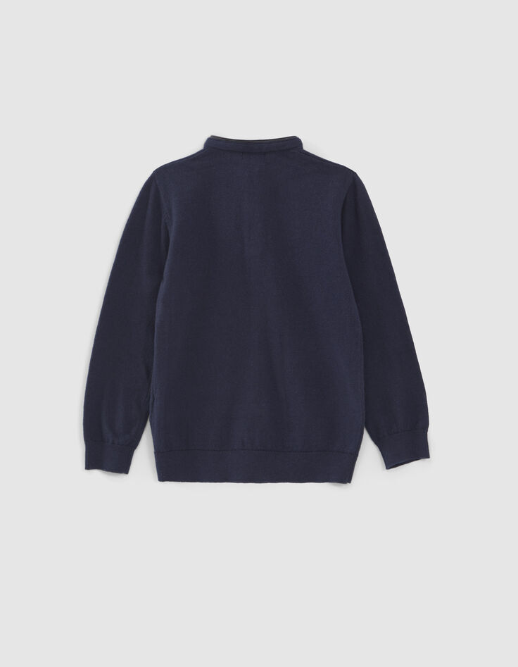 Boys’ navy knit button-neck sweater-3