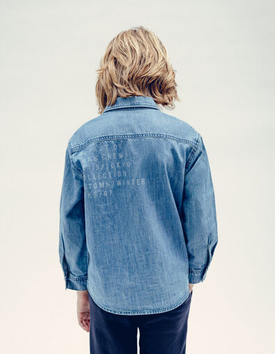 Blauw denim shirt waterloos bericht rug jongen - IKKS