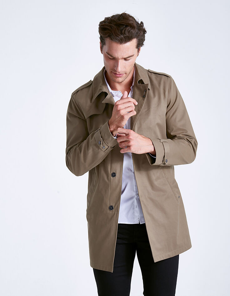 Trench beige foncé à pressions Homme-3