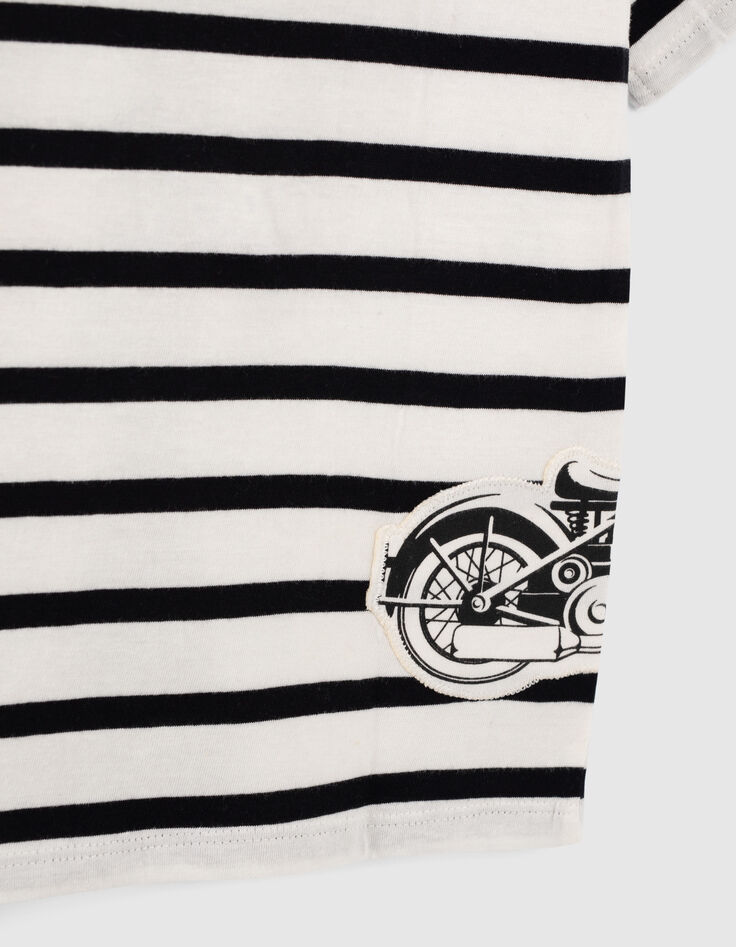 White IKKS–MICKEY T-shirt with black stripes-4