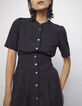 Women’s black Tencel and linen buttoned-front dress-4