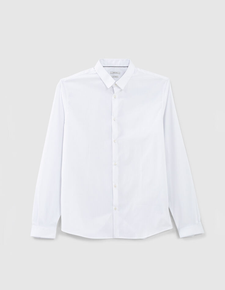 Men’s white BasIKKS SLIM shirt with black line-5