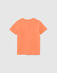 Neonorange Jungen-T-Shirt aus Biobaumwolle mit Motivlinse-4