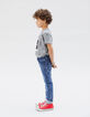 SLIM blue heavy-duty print and embossed jeans for boys-1