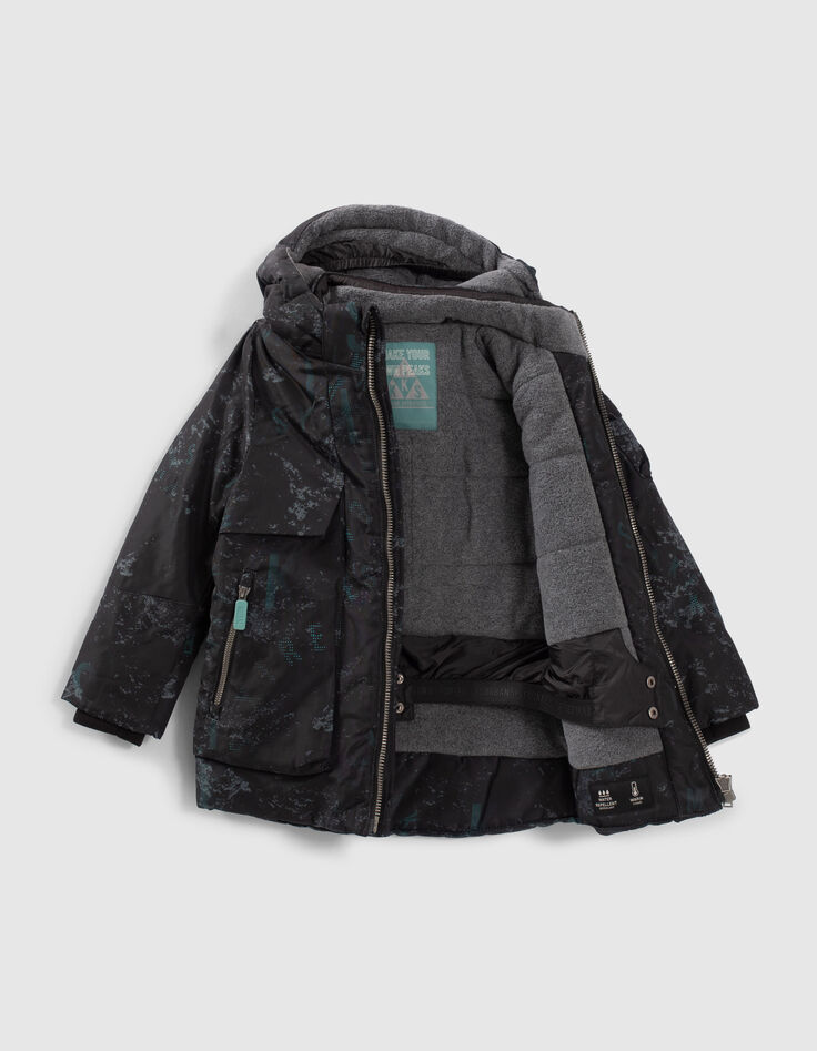 Parka negra estampado gráfico niño-7