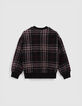 Boy's black recycled sherpa plaid sweatshirt-4