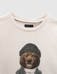 T-shirt écru visuel ours-snowboarder garçon-2