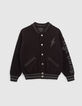 Boys’ black jacquard fabric bomber-style cardigan-1