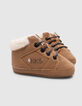 Baby boy camel sneakers with sherpa trim-5