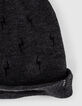 Baby boys’ charcoal grey lightning embroidered knit beanie-4