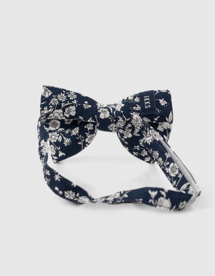 Boy's navy floral print bow tie-2