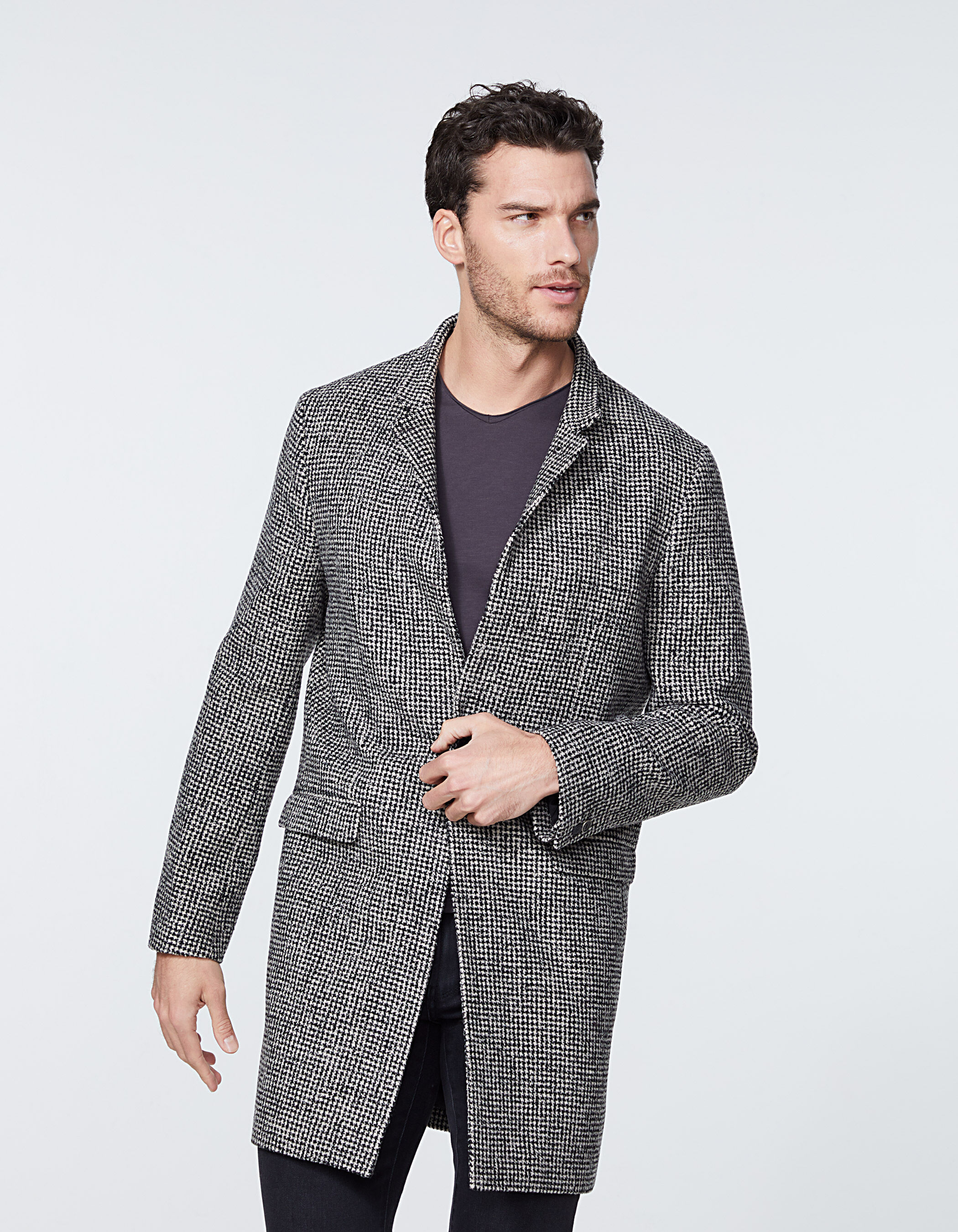 Manteau anthracite carreaux Homme