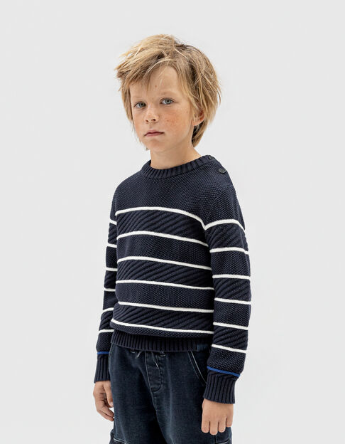 Boy's organic cotton fancy knit sailor sweater - IKKS