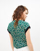 I.Code mint green small leaf print top-3