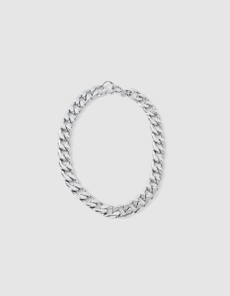 Women’s silver-tone curb chain choker necklace-1