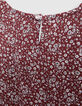 Girl's burgundy micro floral print dress-6