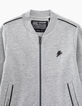 Boys' grey marl embroidered back cardigan -3