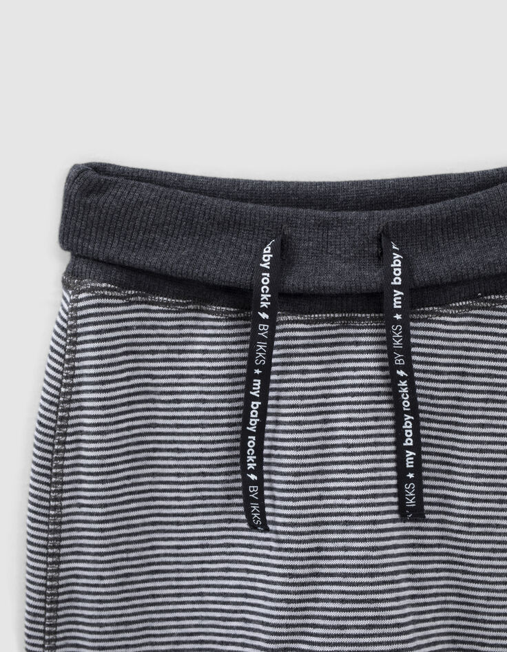 Baby’s grey marl&stripe organic cotton reversible trousers-4