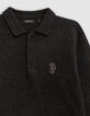 Black sweater polo neck Intarsia message boy back-6