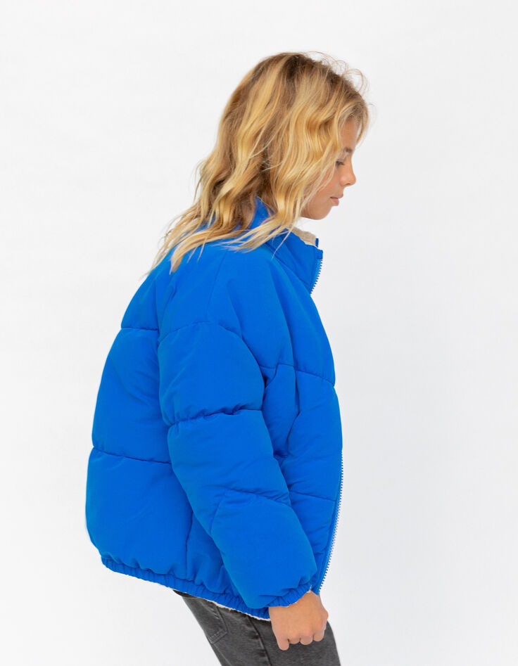 Girls’ blue/ecru Sherpa reversible padded jacket-6