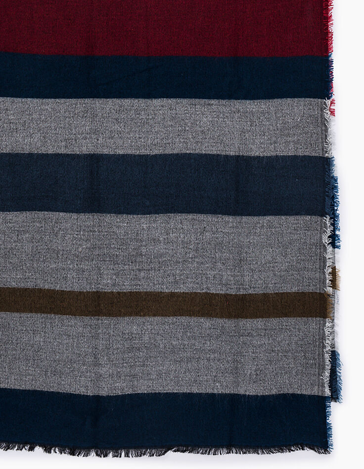 I.Code navy blue Jacquard multi-colour striped scarf-4