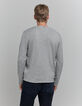 Men's fine-knit grey sweater with rolled edges-3