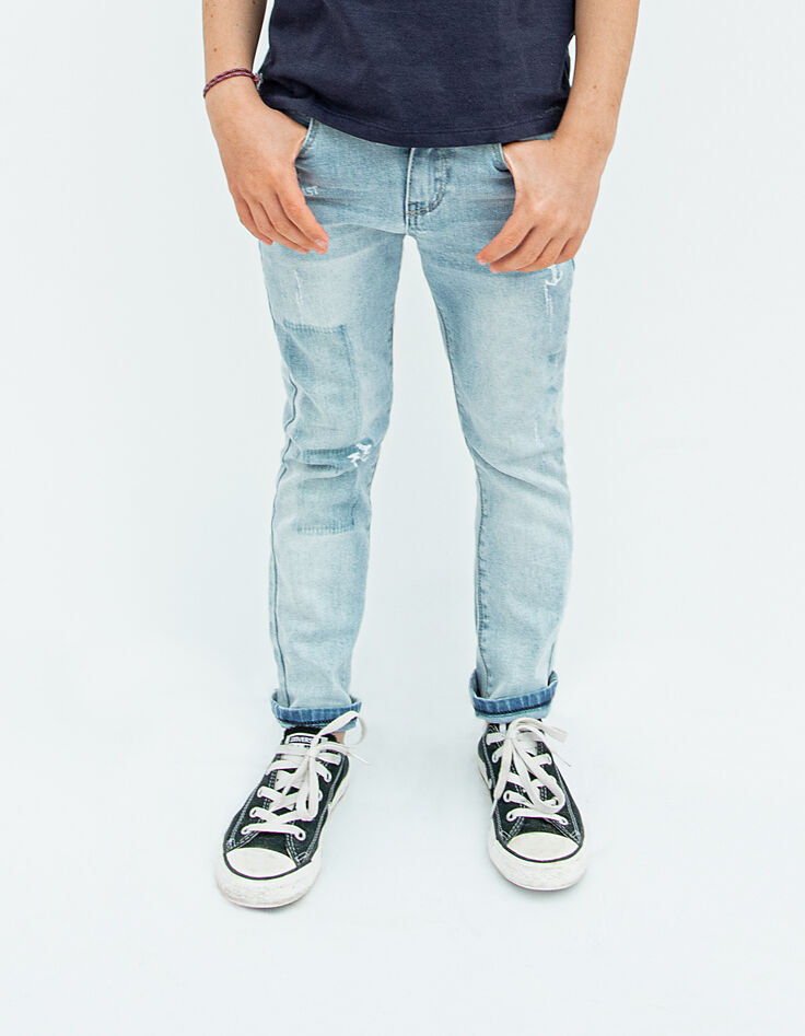 Boys’ faded blue waterless organic cotton slim jeans-2