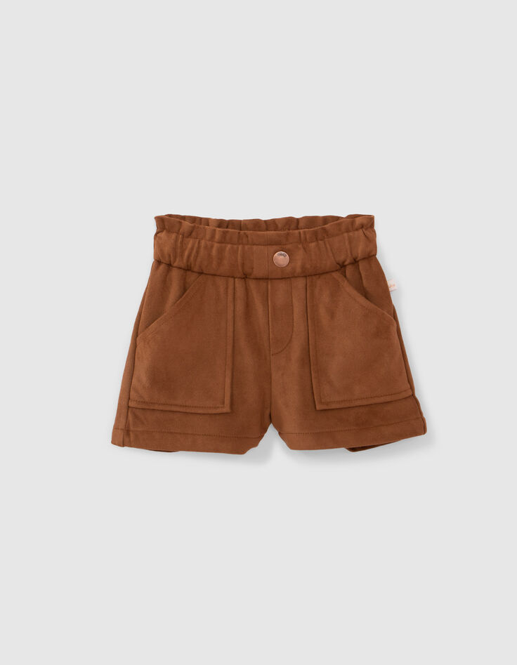 Ensemble 2-en-1 blouse coeurs et short camel bébé fille-6