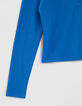 Camiseta azul acanalada cremallera niña-5